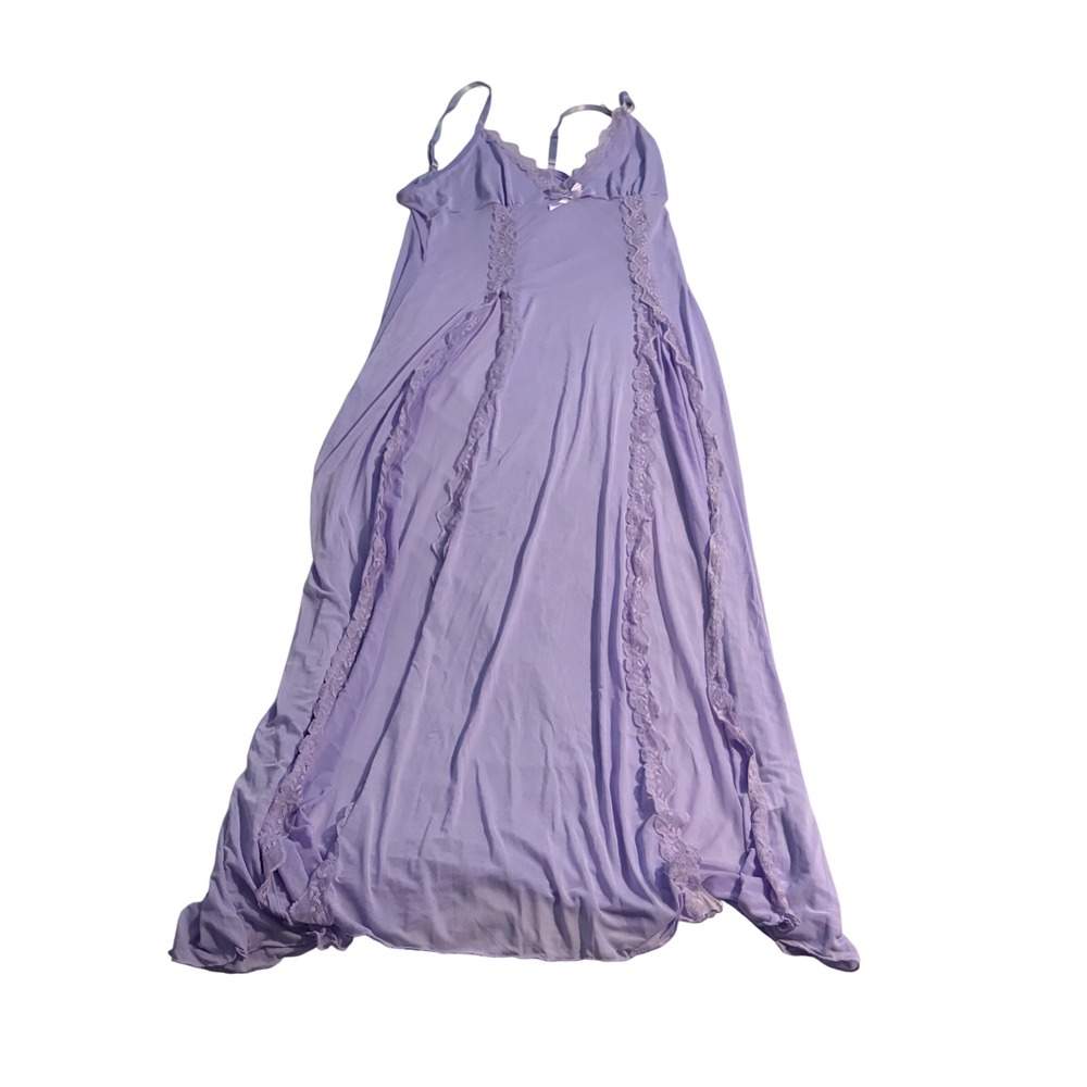 Avidlove Nightgown Lingerie Maxi Dress Purple Lace Trim NWT XXL Romantic Mesh